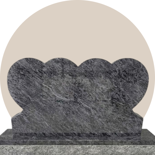 bahama blue granite double heart headstone